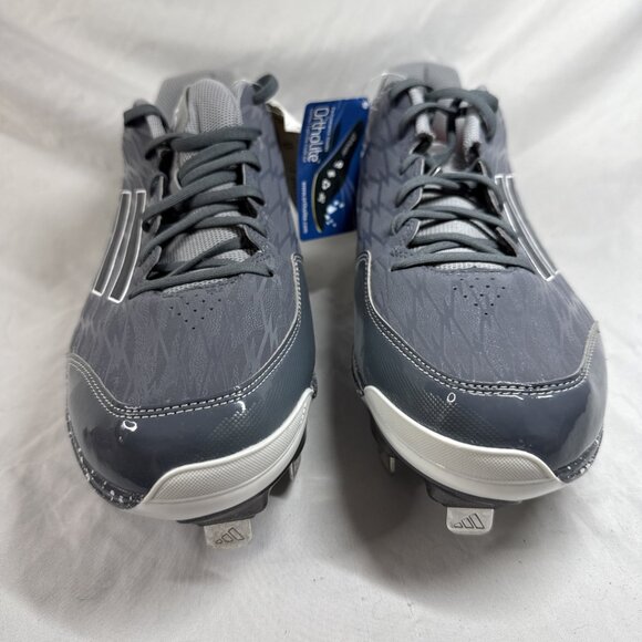 Adidas‎ PowerAlley 2 Baseball Shoes Mens Size 11.5 Metal Cleats D74063 Gray New